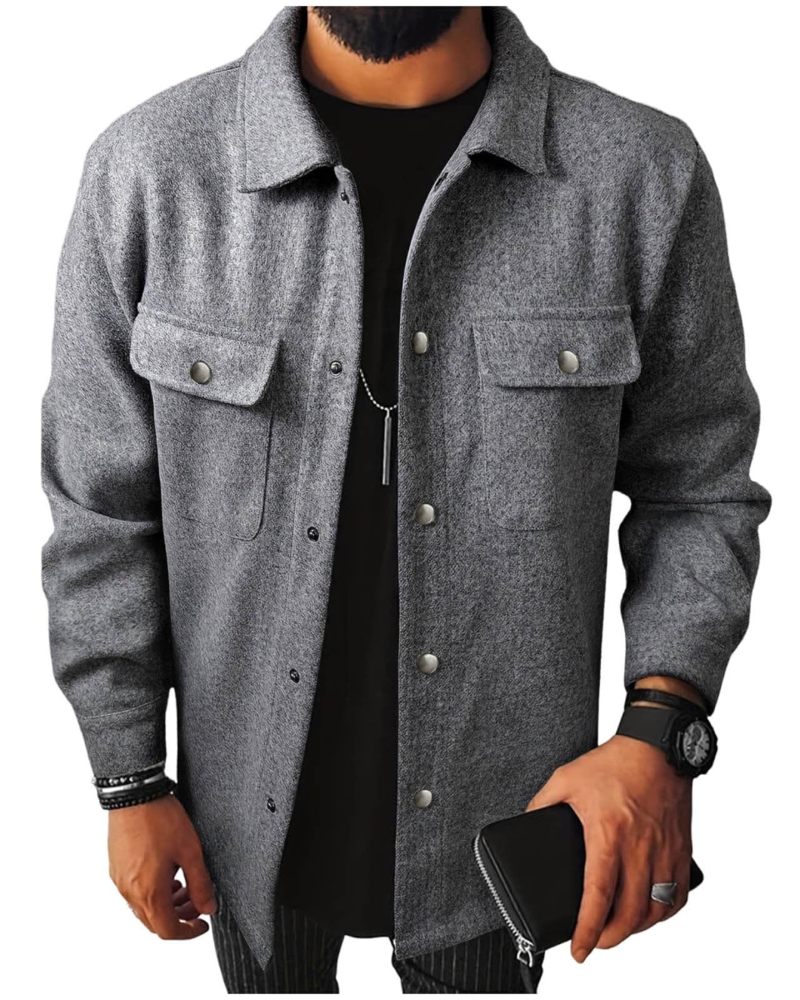 Emmett Men's Button-Down Shirt – Slim Fit Long Sleeve Smart Casual Dress Shirt