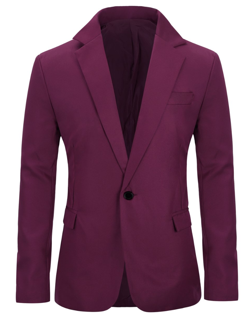 Evan Men's Blazer – Slim Fit One Button Smart Casual Suit Jacket with Notch Lapel