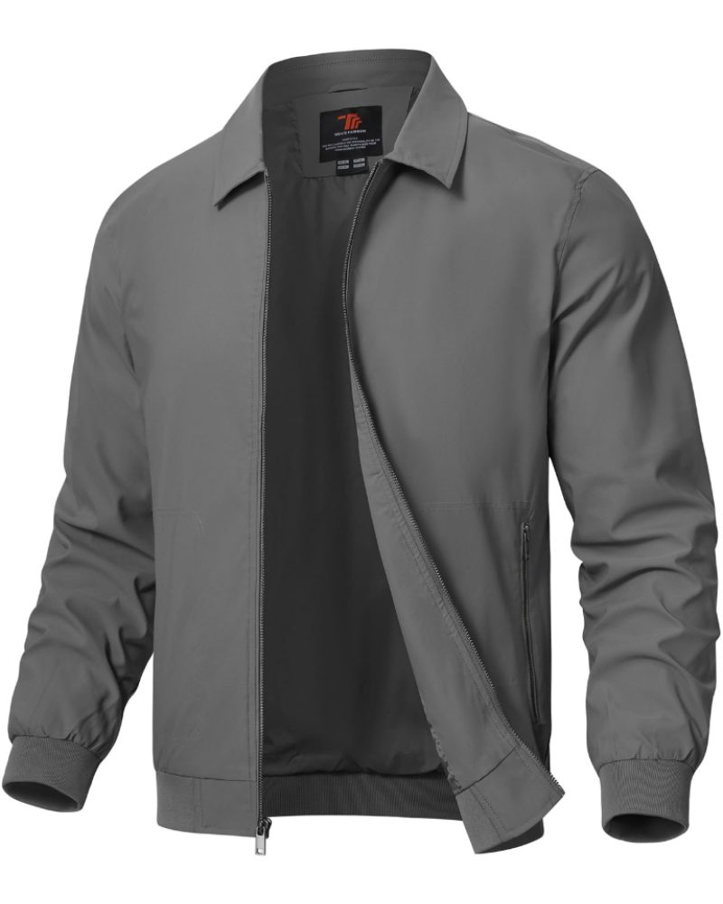 Stanley Casual Zip Jacket – Lightweight Polyester Ribbed Bomber Jacket