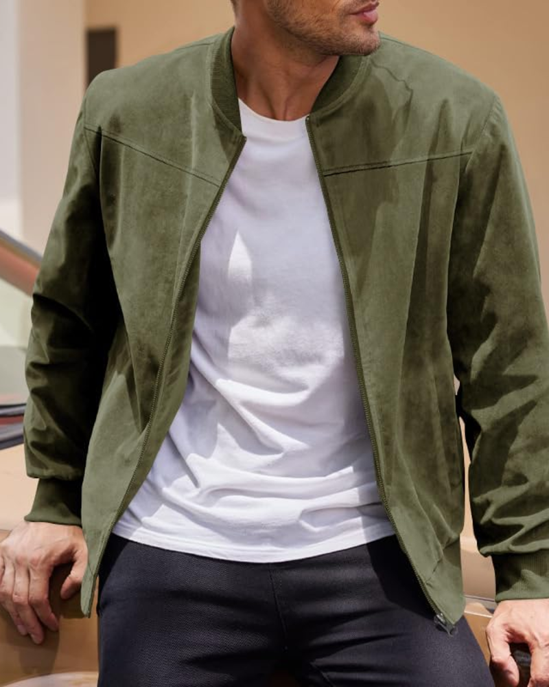 Evan Men's Lightweight Bomber Jacket – Casual Zip-Up Stand Collar Outerwear