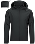 Edmund Men's Packable Waterproof Jacket – Hooded Wind-Resistant Outdoor Rain Coat
