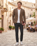 Colin Men's Herringbone Blazer – Slim Fit Suit Jacket with 2 Button Fastening
