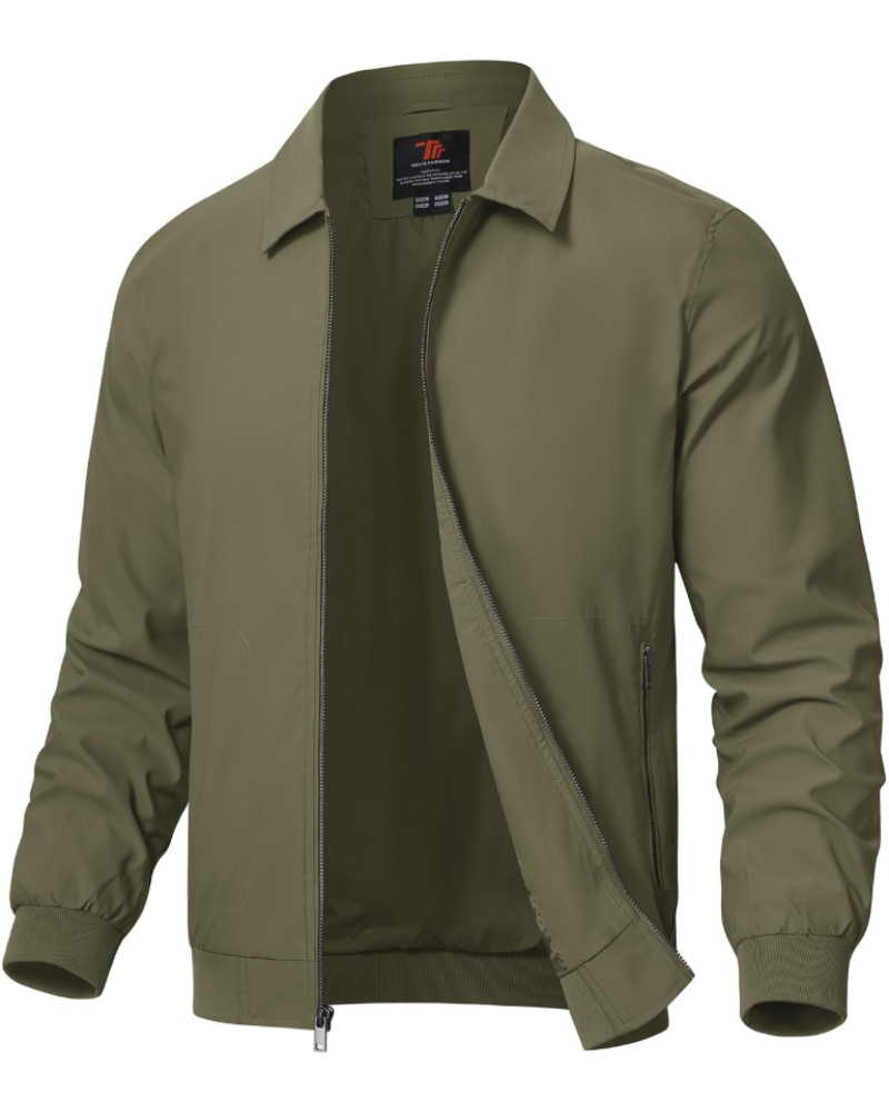 Stanley Casual Zip Jacket – Lightweight Polyester Ribbed Bomber Jacket