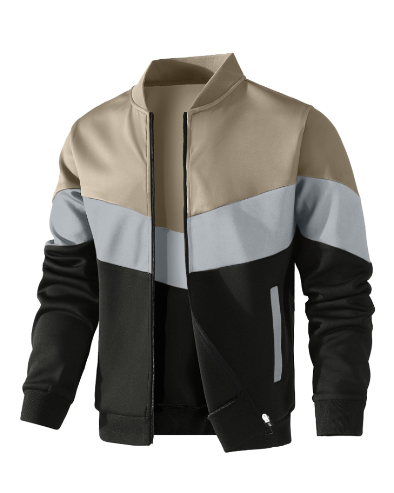 Jasper Men's Bomber Jacket – Full Zip Colour Block Casual Jacket
