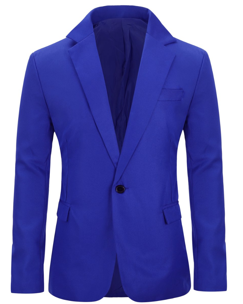 Evan Men's Blazer – Slim Fit One Button Smart Casual Suit Jacket with Notch Lapel