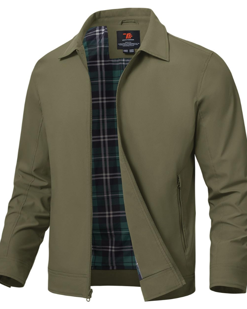 Gerald Men's Bomber Jacket – Polyester Zip Harrington Style Casual Jacket