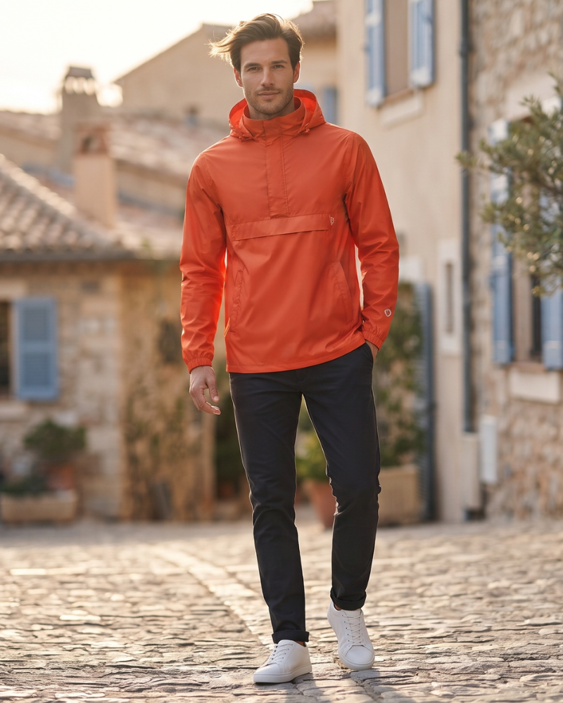 Victor Men's Packable Rain Jacket – Waterproof Half Zip Hooded Outdoor Jacket