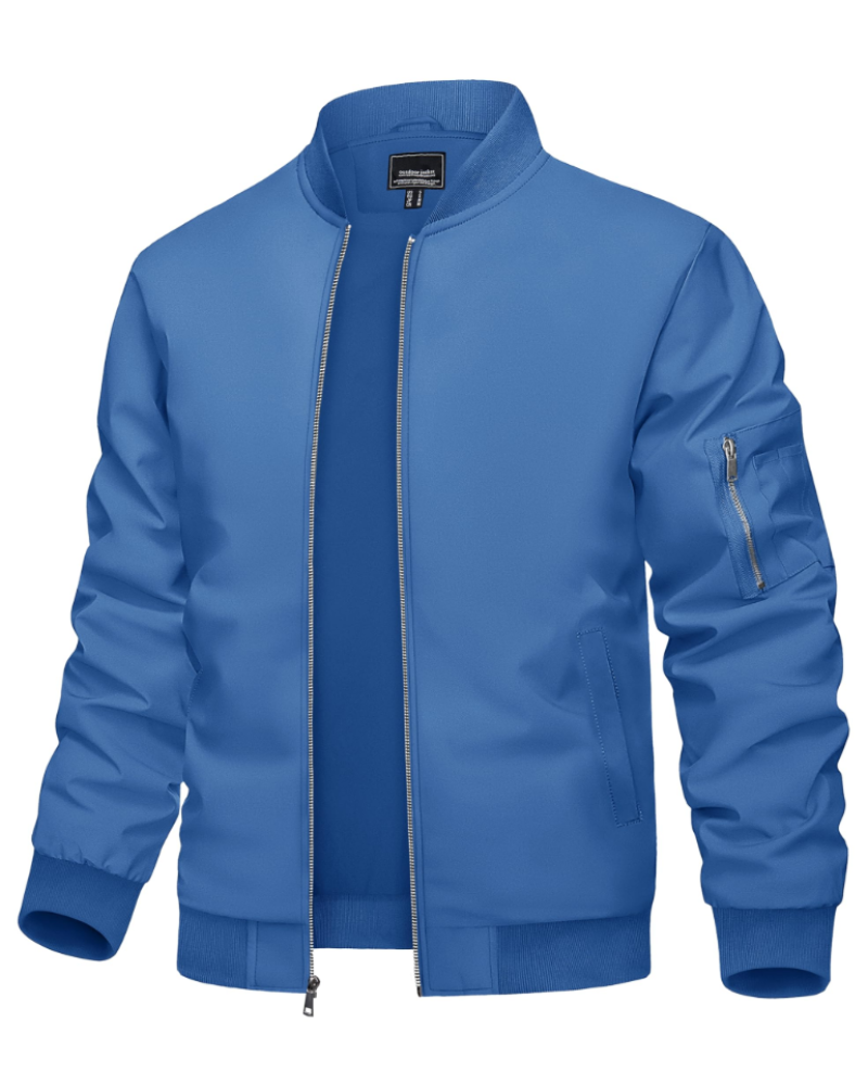 Asher Men's Bomber Jacket – Lightweight Zip-Up Jacket with Stand Collar