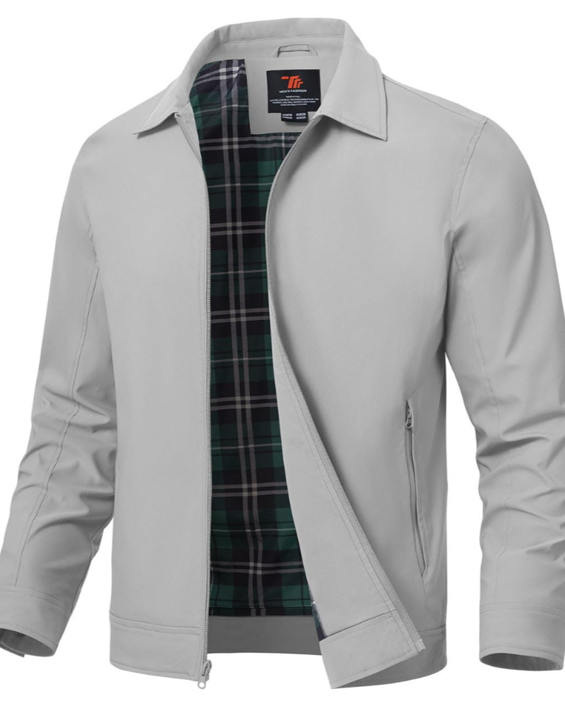 Gerald Men's Bomber Jacket – Polyester Zip Harrington Style Casual Jacket