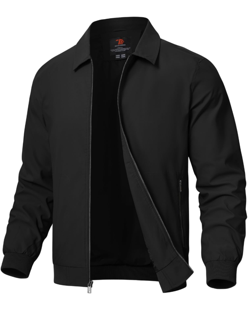 Stanley Casual Zip Jacket – Lightweight Polyester Ribbed Bomber Jacket
