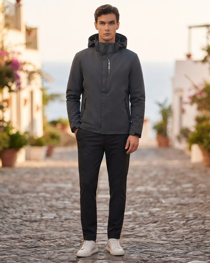 Leonard Men's Hooded Softshell Jacket – Waterproof Wind-Resistant Zip Outdoor Coat
