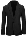 Evan Men's Blazer – Slim Fit One Button Smart Casual Suit Jacket with Notch Lapel