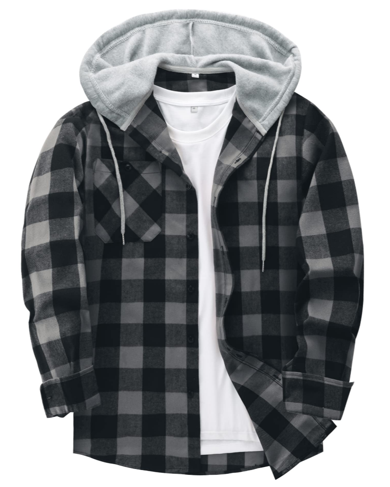 Lyle Men's Hooded Checked Shirt – Long Sleeve Button-Up Plaid Overshirt