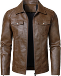 Rowan Men's PU Faux Leather Jacket – Casual Zip-Up Jacket with Turn-Down Collar