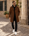 Edward Men's Trench Coat – Double Breasted Belted Smart Long Overcoat