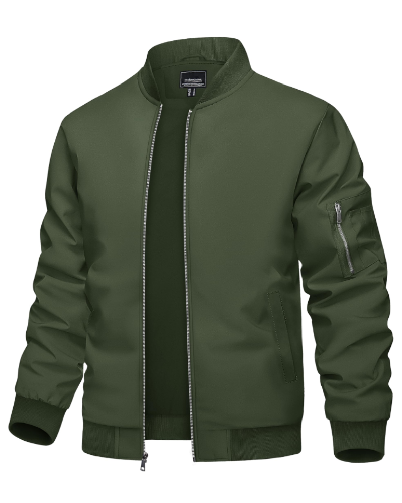 Asher Men's Bomber Jacket – Lightweight Zip-Up Jacket with Stand Collar