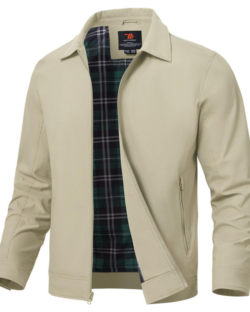 Gerald Men's Bomber Jacket – Polyester Zip Harrington Style Casual Jacket