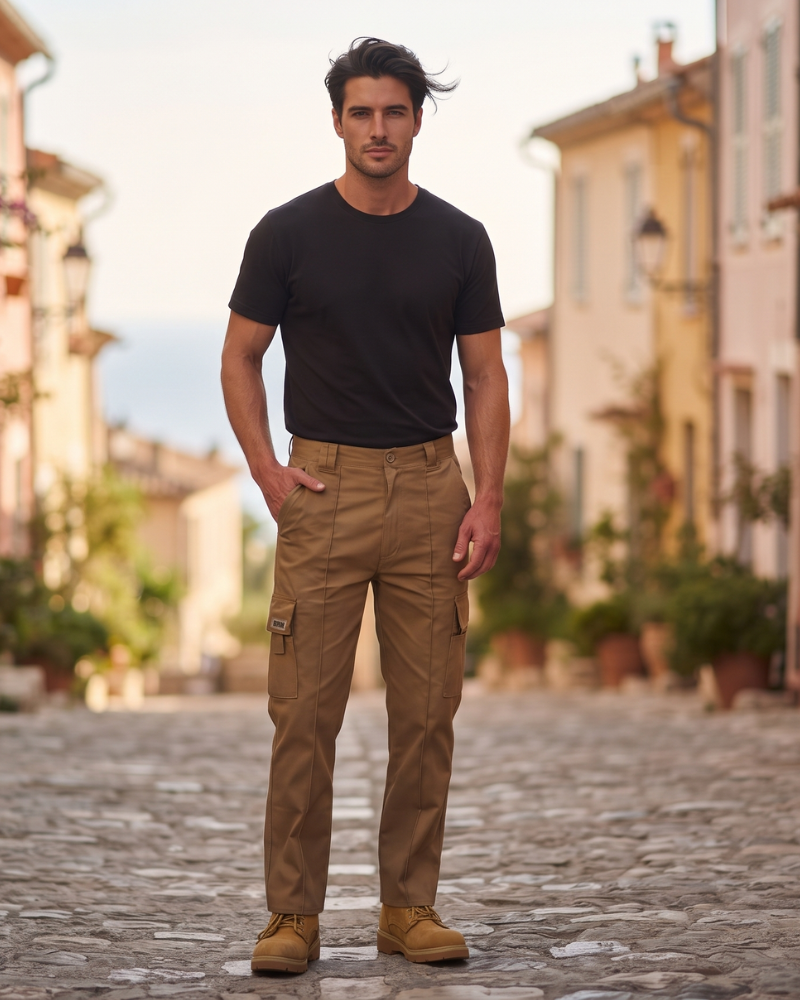 Gareth Men's Cargo Work Trousers – Polycotton Utility Pants with Multi Pockets & YKK Zip