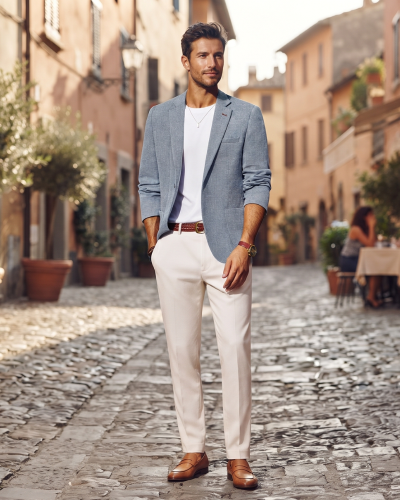 Mitchell Men's Blazer – Single Button Suit Jacket with Lapel Collar & Rear Vents