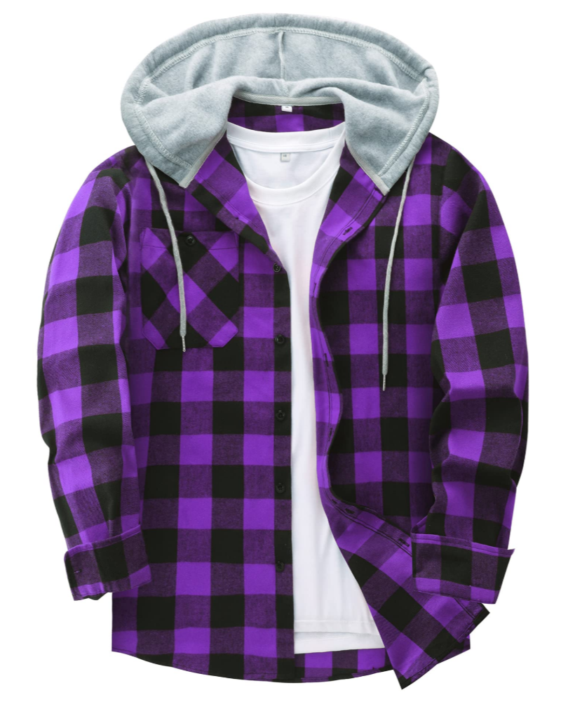 Lyle Men's Hooded Checked Shirt – Long Sleeve Button-Up Plaid Overshirt