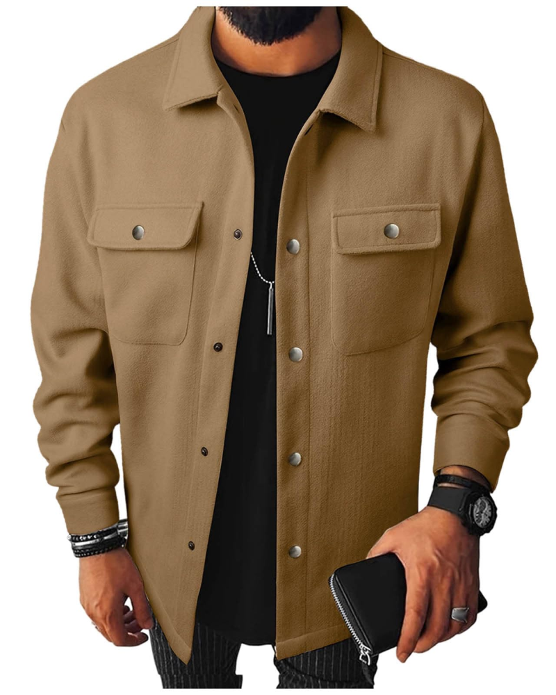 Emmett Men's Button-Down Shirt – Slim Fit Long Sleeve Smart Casual Dress Shirt