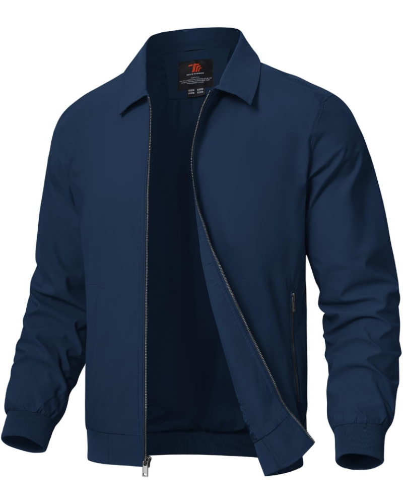 Stanley Casual Zip Jacket – Lightweight Polyester Ribbed Bomber Jacket