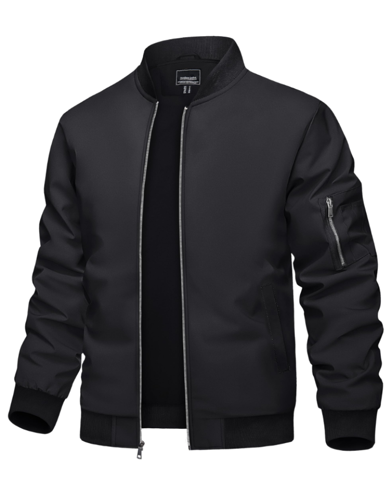 Asher Men's Bomber Jacket – Lightweight Zip-Up Jacket with Stand Collar