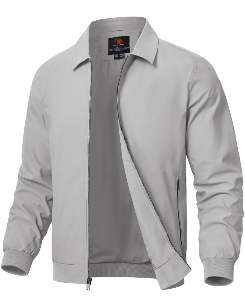 Stanley Casual Zip Jacket – Lightweight Polyester Ribbed Bomber Jacket