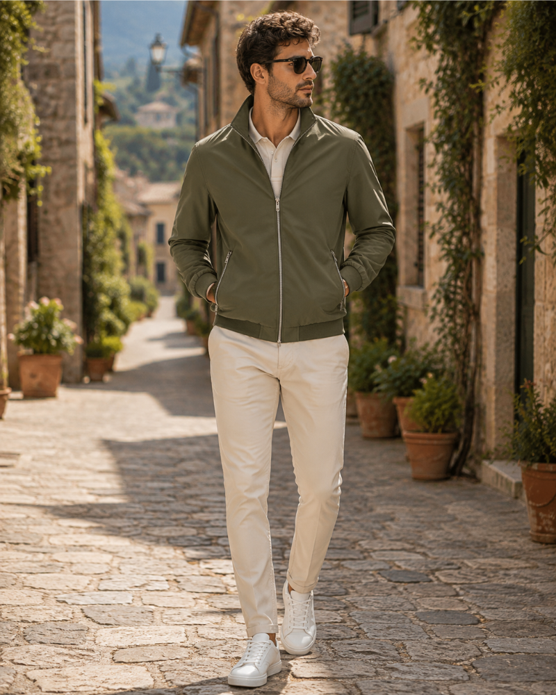 Tristan Men's Harrington Bomber Jacket – Lightweight Water-Resistant Zip Coat