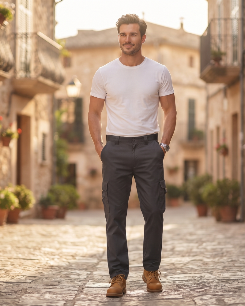 Derek Men's Work Cargo Trousers – Poly Cotton Multi-Pocket Combat Work Pants