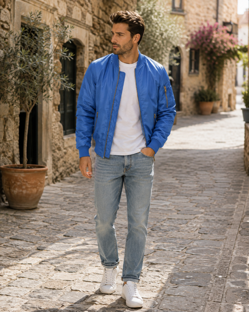 Sterling Men's Bomber Jacket – Classic Aviator Zip Up Smart Casual Coat