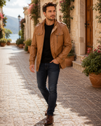 Logan Men's Leather Long Coat – Regular Fit Classic Winter Overcoat