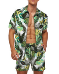 Miles Men's Hawaiian Shirt & Shorts Set – Tropical Print Casual Summer Co-Ord
