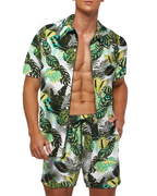 Miles Men's Hawaiian Shirt & Shorts Set – Tropical Print Casual Summer Co-Ord
