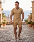 Callum Men's Polo & Shorts Set – Zip Neck Casual Sports Co-Ord