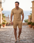Callum Men's Polo & Shorts Set – Zip Neck Casual Sports Co-Ord