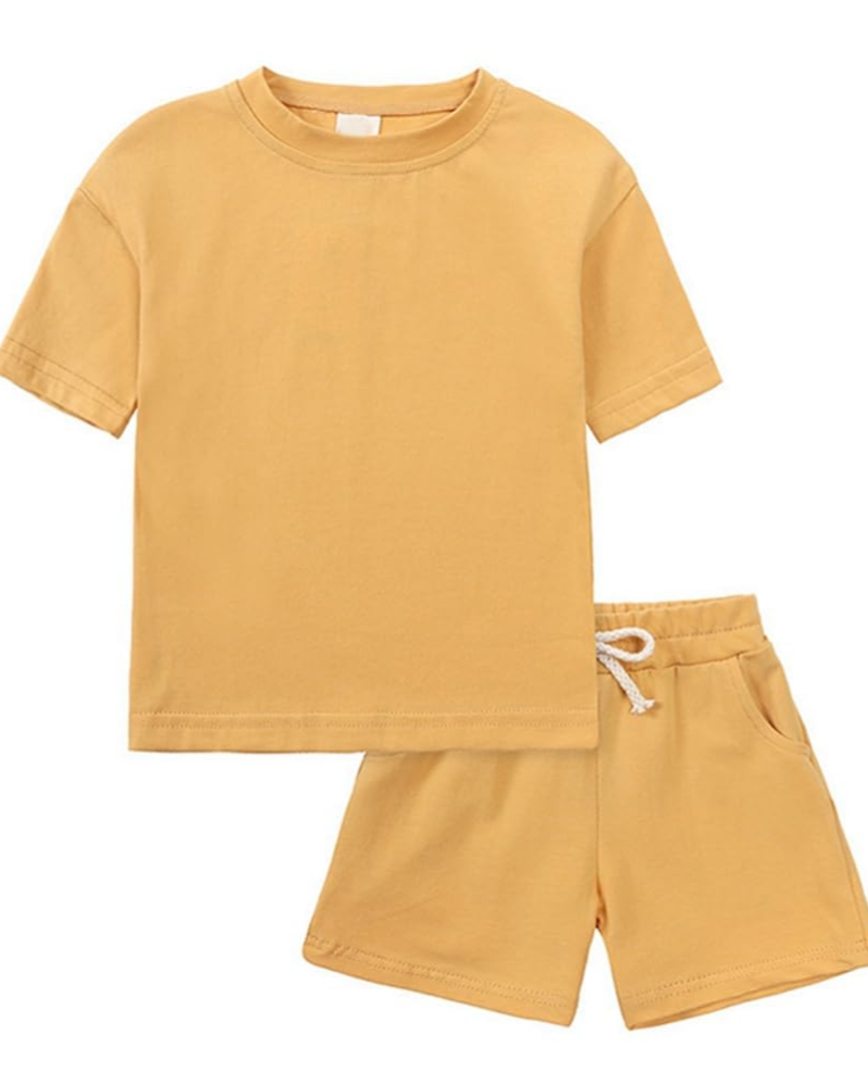 Ethan Kids' Cotton T-Shirt & Shorts Set – 2 Piece Crew Neck Summer Outfit