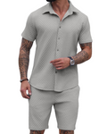Dylan Men's Knit Shirt & Shorts Set – Textured Button-Up Summer Co-Ord