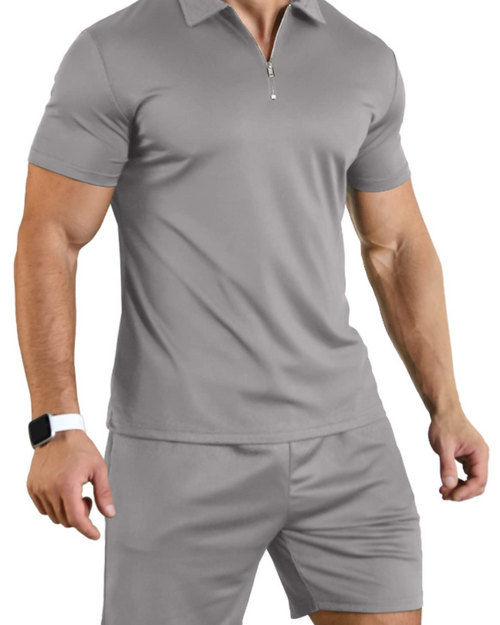 Callum Men's Polo & Shorts Set – Zip Neck Casual Sports Co-Ord