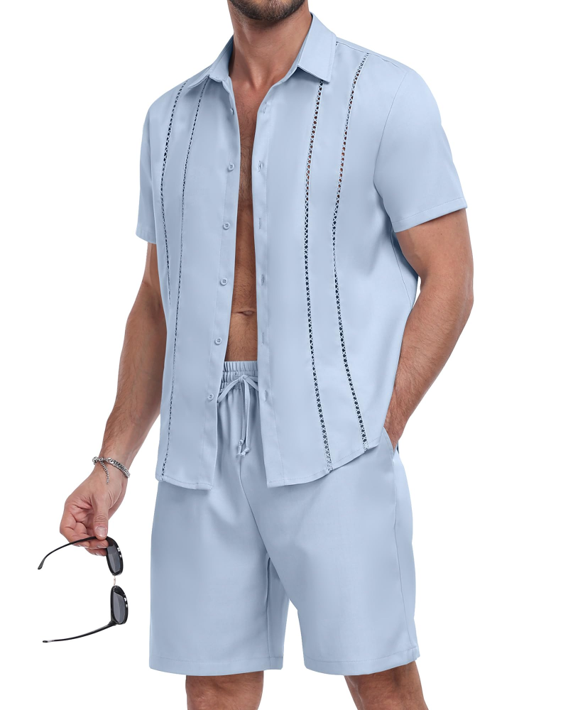 Nathan Men's Shirt & Shorts Set – Button-Up Casual Summer Co-Ord
