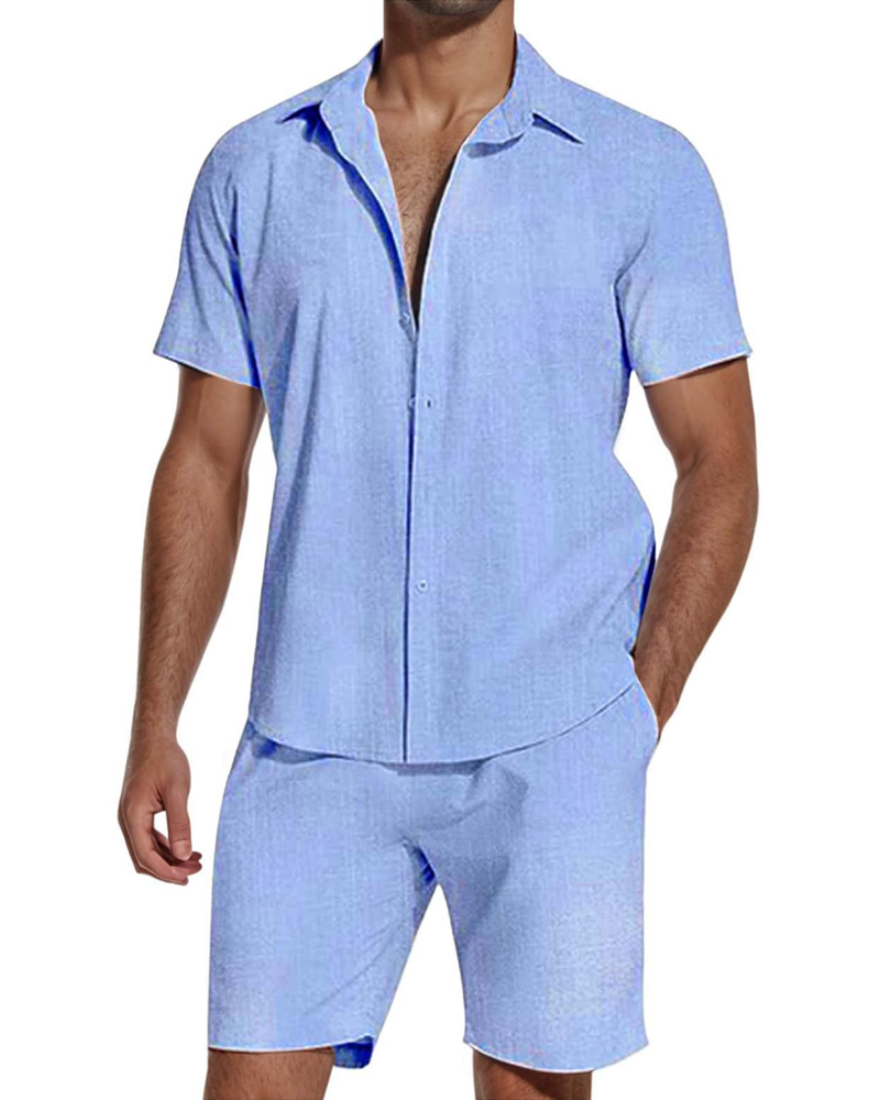 Elliot Men's Cotton Shirt & Shorts Set – Short Sleeve Casual Summer Co-Ord