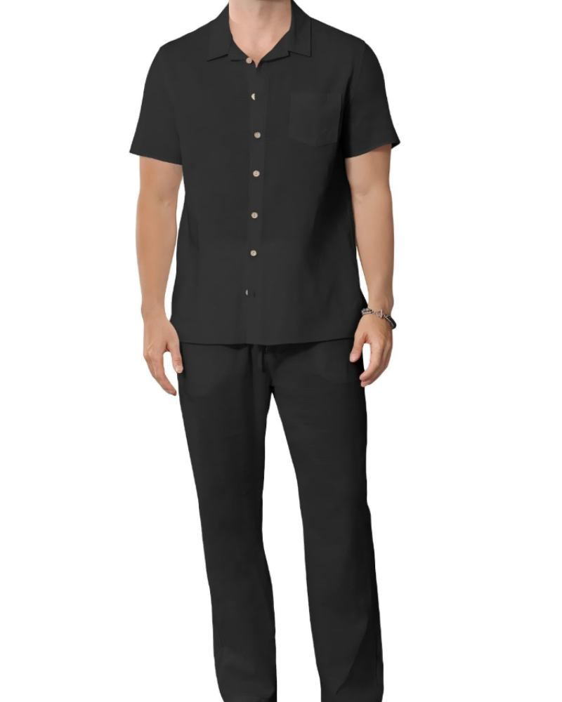 Caleb Men's Cotton Blend Shirt & Trousers Set – Casual Summer Co-Ord