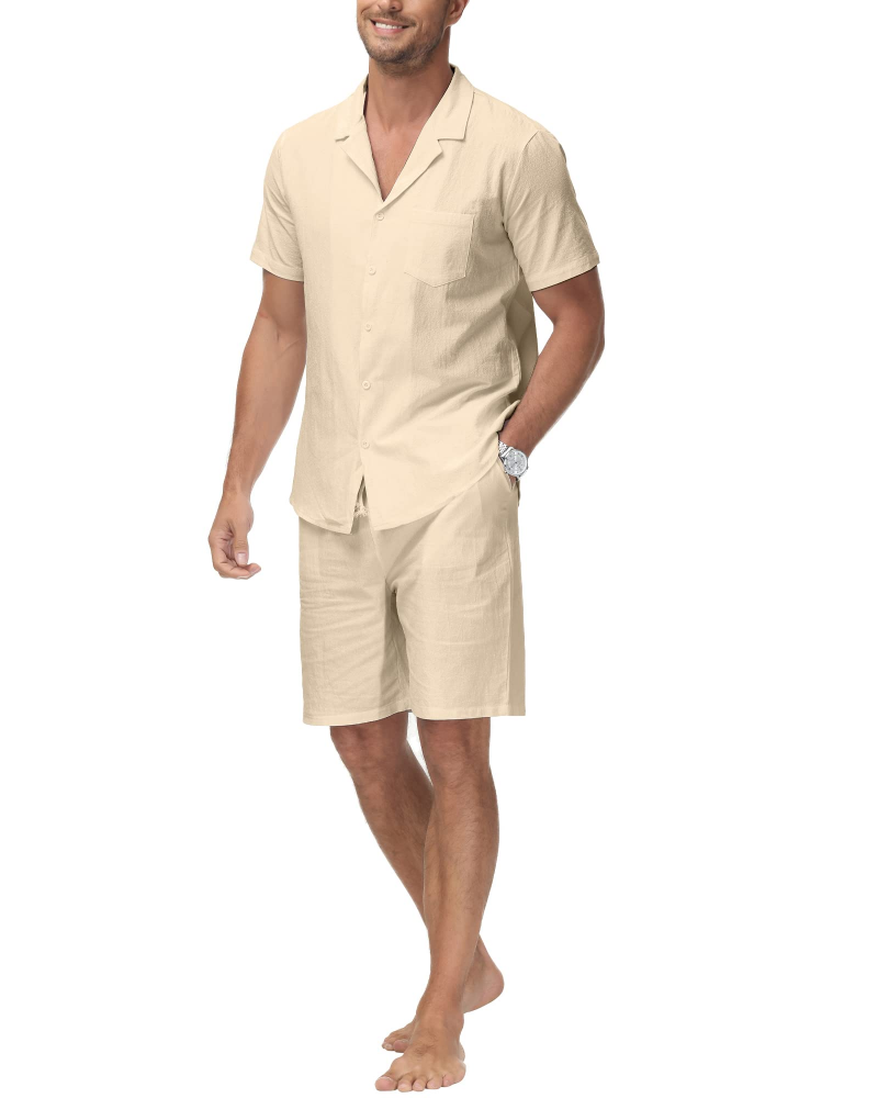 Ethan Men's Cotton Linen Shirt & Shorts Set – Casual Summer Co-Ord