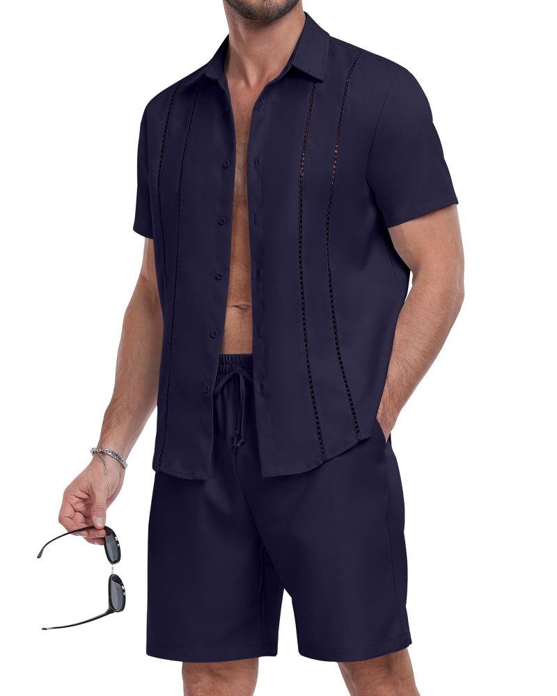 Nathan Men's Shirt & Shorts Set – Button-Up Casual Summer Co-Ord
