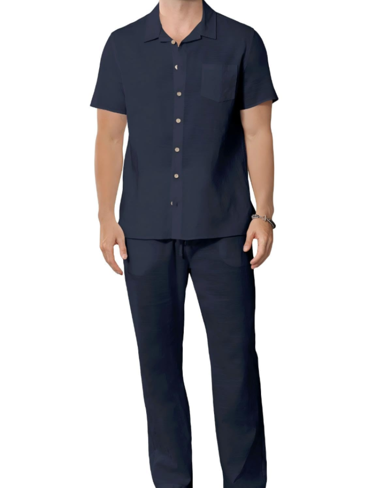 Caleb Men's Cotton Blend Shirt & Trousers Set – Casual Summer Co-Ord