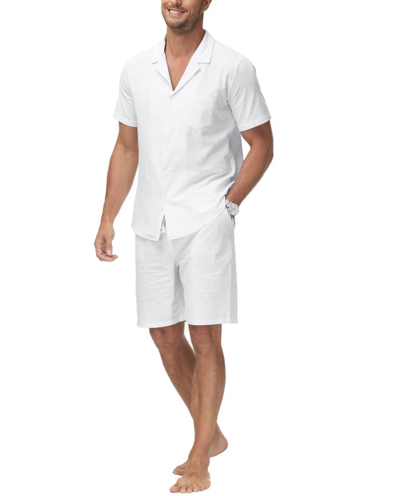 Ethan Cotton Linen Shirt & Shorts Set – Casual Summer Co-Ord