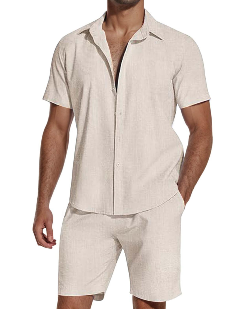 Elliot Men's Cotton Shirt & Shorts Set – Short Sleeve Casual Summer Co-Ord