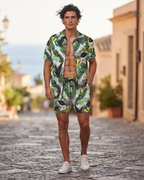 Miles Men's Hawaiian Shirt & Shorts Set – Tropical Print Casual Summer Co-Ord