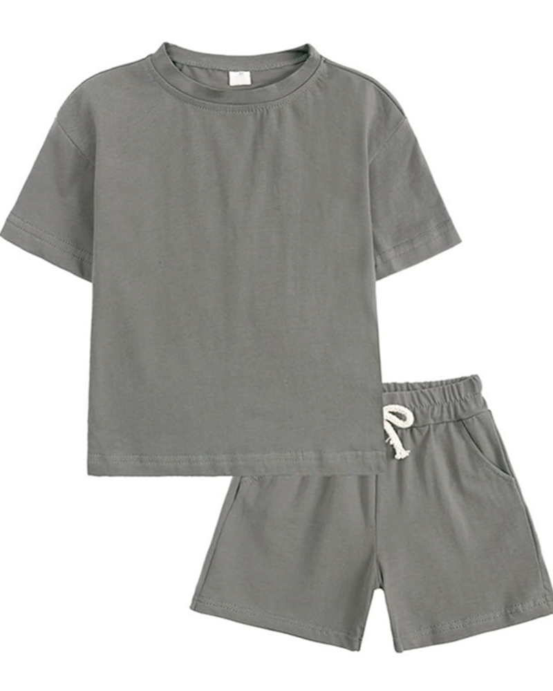Ethan Kids' Cotton T-Shirt & Shorts Set – 2 Piece Crew Neck Summer Outfit