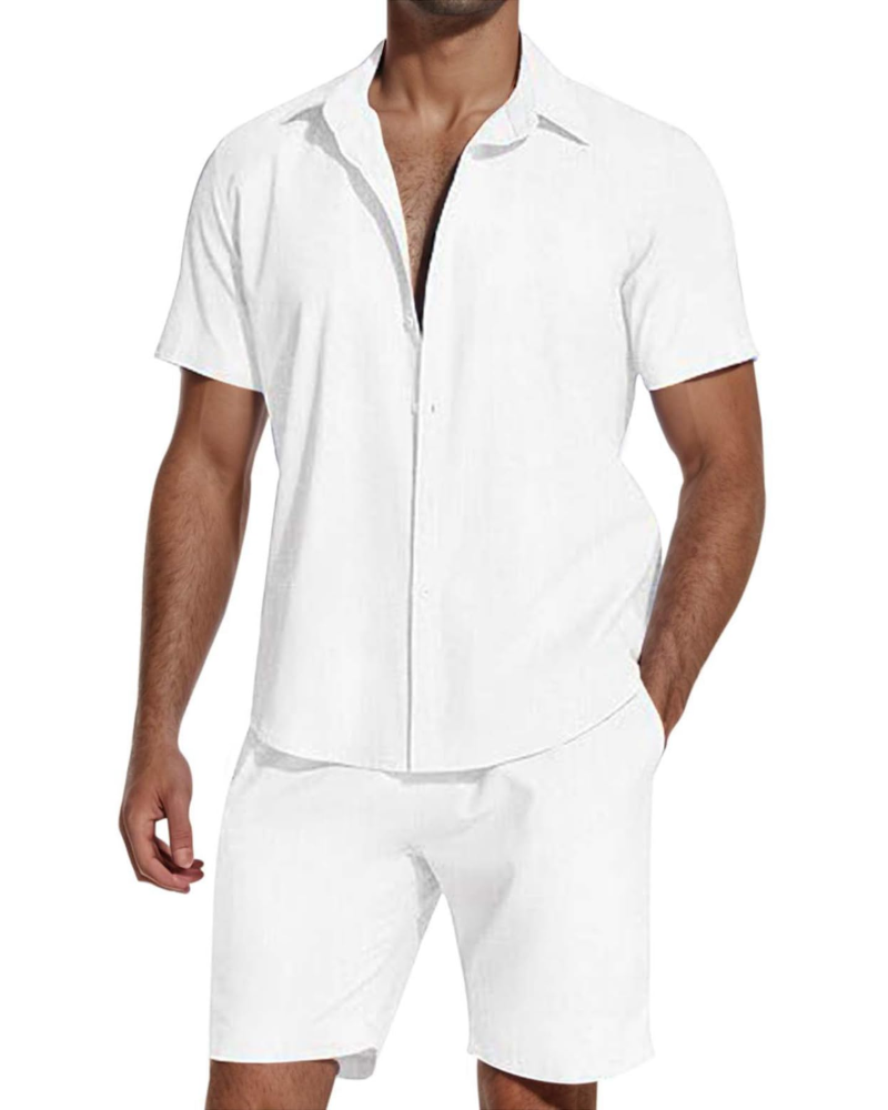 Elliot Men's Cotton Shirt & Shorts Set – Short Sleeve Casual Summer Co-Ord